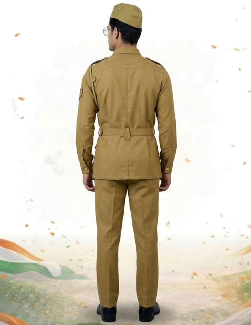 Subhash Chandra Bose Freedom Fighter Kids Fancy Dress Costume - Khaki