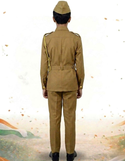 Subhash Chandra Bose Freedom Fighter Kids Fancy Dress Costume - Khaki