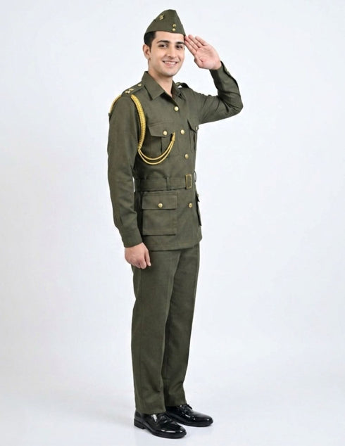 Subhash Chandra Bose Freedom Fighter Kids Fancy Dress Costume - Green