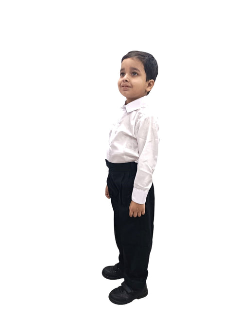 BookMyCostume Black Pant and White Shirt Combo for Boys Kids Fancy Dress Costume