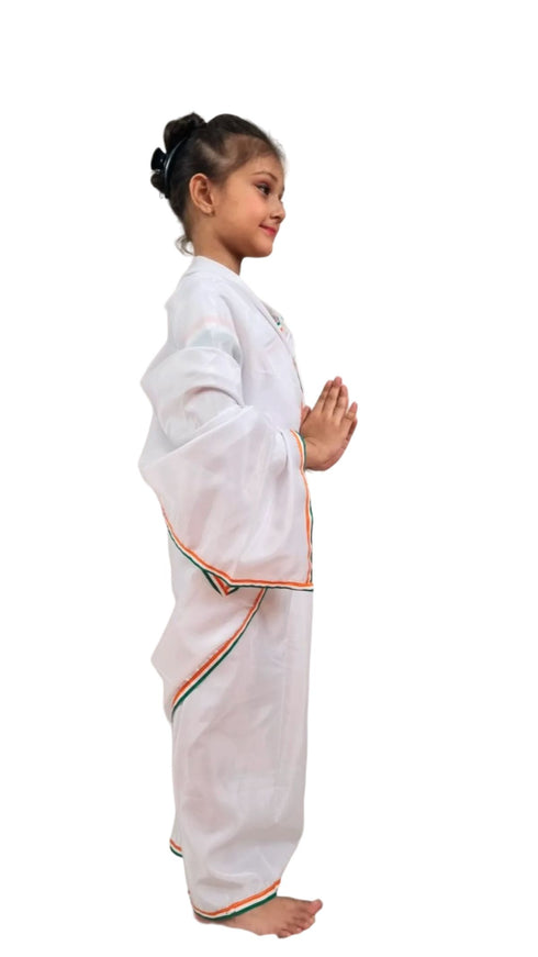 BookMyCostume Tri Colored Tricolor Tiranga Border Saree Independence Day Patriotic for Girls Kids & Adult Girls Fancy Dress Costume