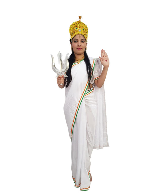 BookMyCostume Mother India Bharat Mata Saree for Patriotic Independence Day Kids Fancy Dress Costume 6 Pc Set
