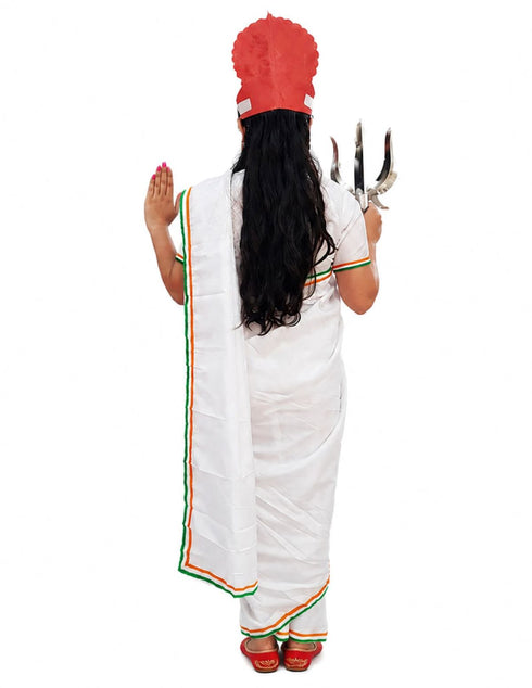 Mother India Bharat Mata Saree for Patriotic Independence Day Kids Fancy Dress Costume 6 Pc Set