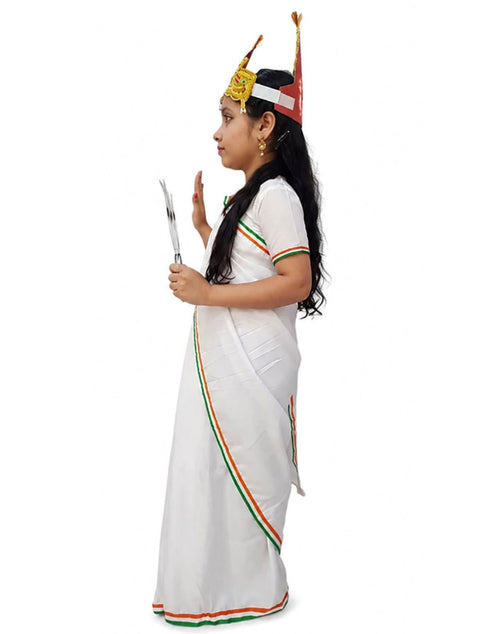 Mother India Bharat Mata Saree for Patriotic Independence Day Kids Fancy Dress Costume 6 Pc Set