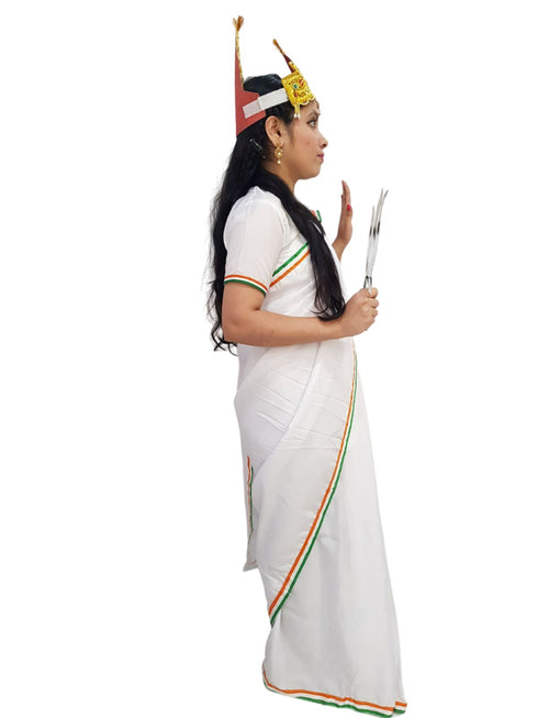 BookMyCostume Mother India Bharat Mata Saree for Patriotic Independence Day Kids Fancy Dress Costume 6 Pc Set