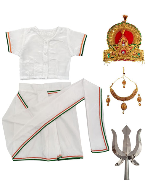 BookMyCostume Mother India Bharat Mata Saree for Patriotic Independence Day Kids Fancy Dress Costume 6 Pc Set