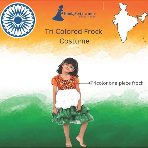 BookMyCostume Tri Colored Frock Independence Day for Girl Kids Fancy Dress Costume