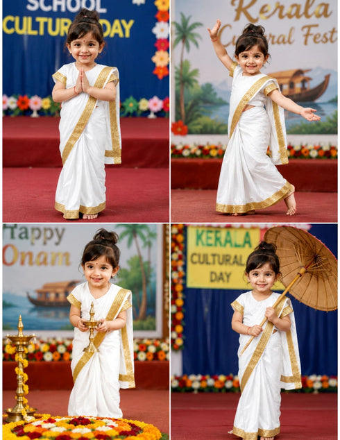 Kerala Indian State Saree Onam Fancy Dress Costume for Girls and Females