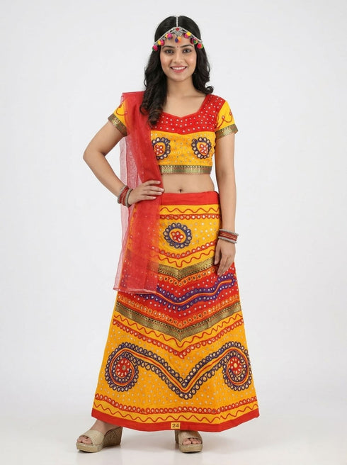 Radha Gujarat Garba Navratri Indian State Fancy Dress Costume for Girls and Women