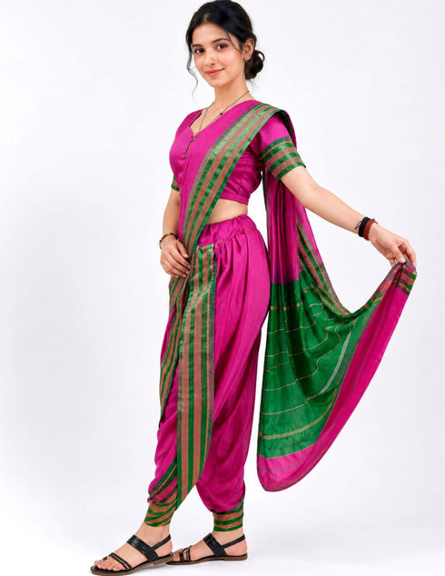Maharashtrian Marathi Kasta Saree Lavani Dance Fancy Dress Costume for Girls & Women