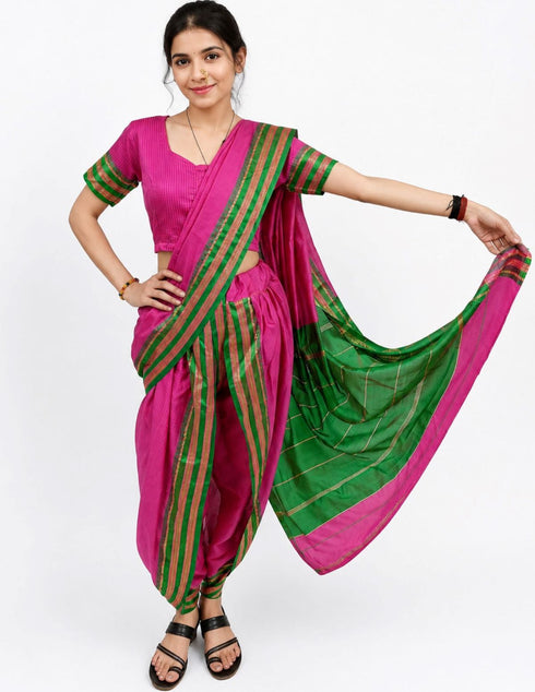 Maharashtrian Marathi Kasta Saree Lavani Dance Fancy Dress Costume for Girls & Women