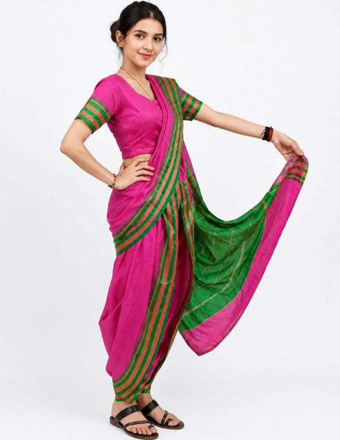 Maharashtrian Marathi Kasta Saree Lavani Dance Fancy Dress Costume for Girls & Women