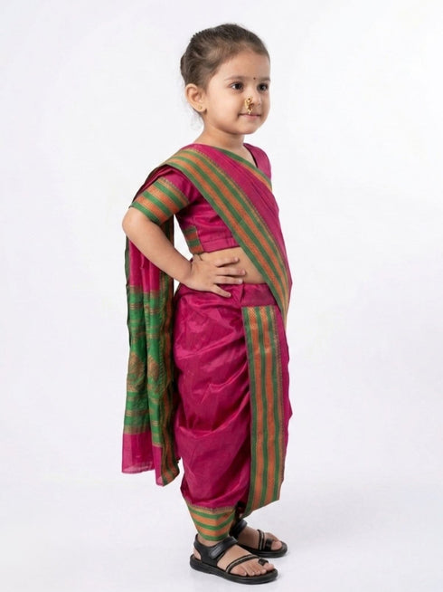Maharashtrian Marathi Kasta Saree Lavani Dance Fancy Dress Costume for Girls & Women