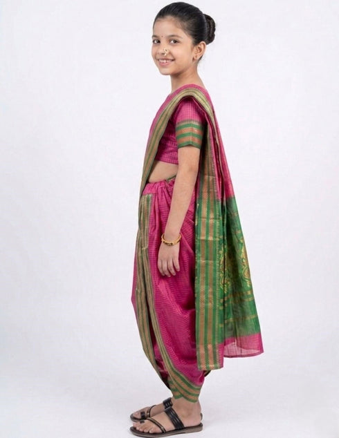 Maharashtrian Marathi Kasta Saree Lavani Dance Fancy Dress Costume for Girls & Women