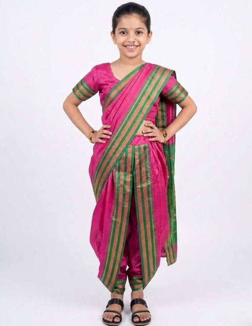 Maharashtrian Marathi Kasta Saree Lavani Dance Fancy Dress Costume for Girls & Women