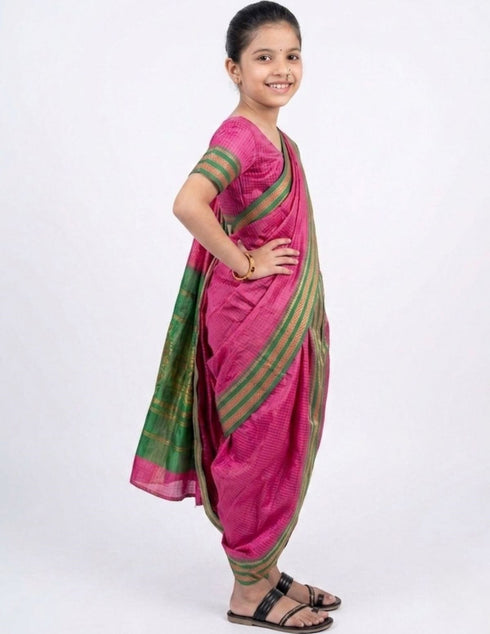 Maharashtrian Marathi Kasta Saree Lavani Dance Fancy Dress Costume for Girls & Women