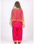 Punjabi Folk Dance Costume Giddha for Girls and Females | Pink & Golden | With Jewellery