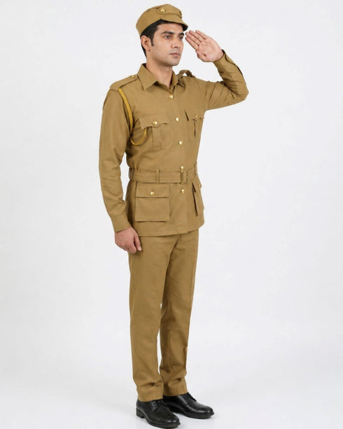 Indian Police Inspector Community Helper Khaki Fancy Dress Costume for Kids