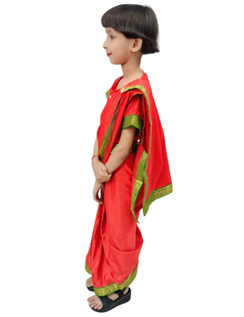 Book My Costume Teacher Red Saree Professio  For Girls & Women Fancy Dress Costume