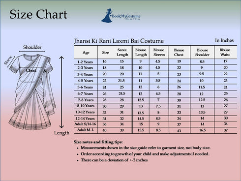 Rani Laxmi Bai Jhansi ki Rani Saree Kids Fancy Dress Costume for Girls with Accessories