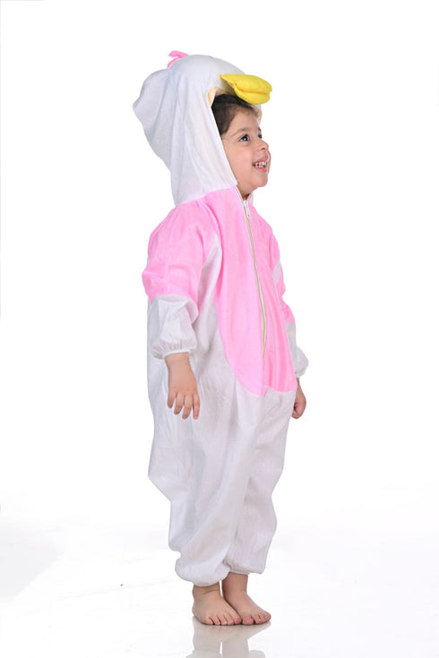 BookMyCostume Miss Stylish Duck Cartoon Kids Fancy Dress Costume | Pink & White