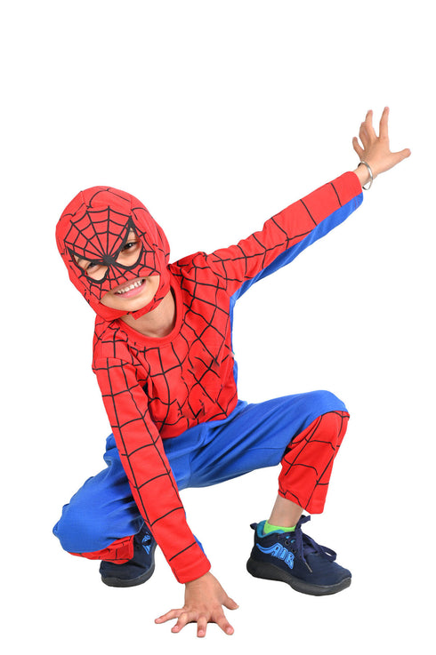 Red Blue Superhero Kids Fancy Dress Costume - Premium