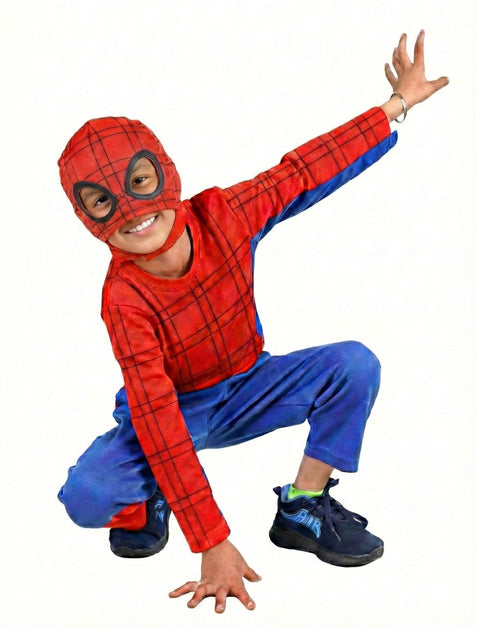 Red Blue Superhero Kids Fancy Dress Costume - Premium