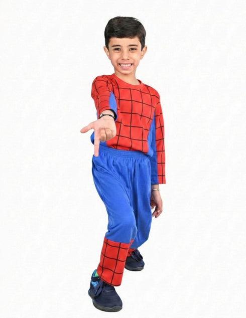 Red Blue Superhero Kids Fancy Dress Costume - Premium
