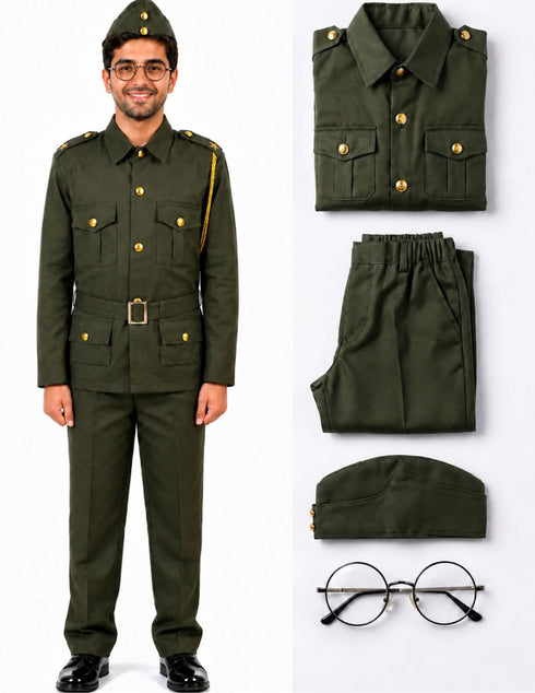 Subhash Chandra Bose Freedom Fighter Kids Fancy Dress Costume - Green