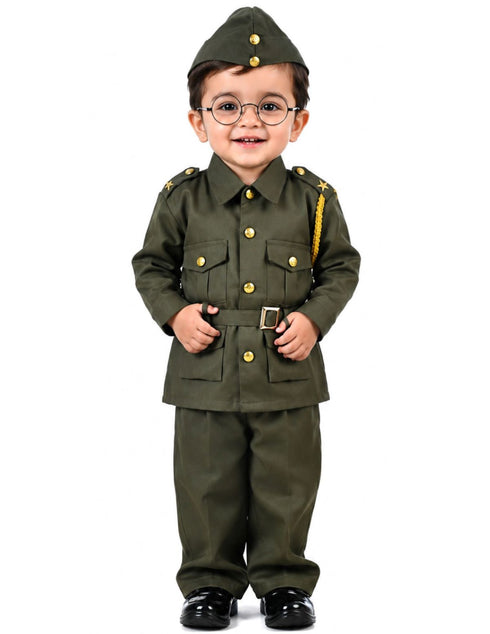 Subhash Chandra Bose Freedom Fighter Kids Fancy Dress Costume - Green