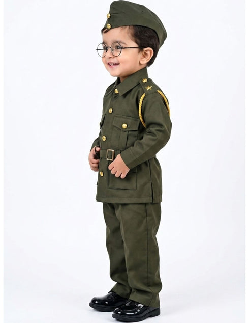 Subhash Chandra Bose Freedom Fighter Kids Fancy Dress Costume - Green