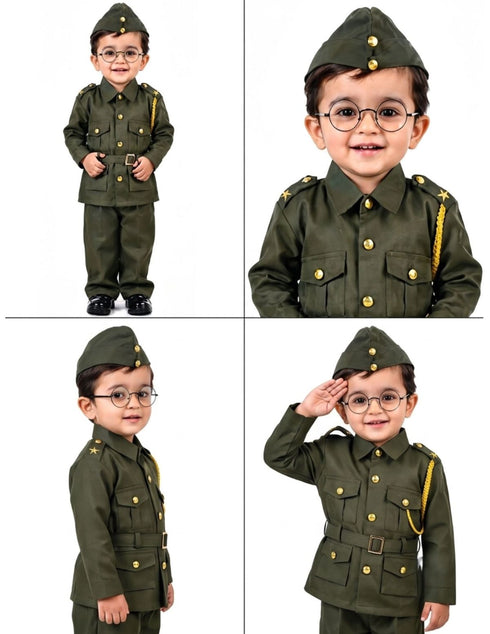 Subhash Chandra Bose Freedom Fighter Kids Fancy Dress Costume - Green