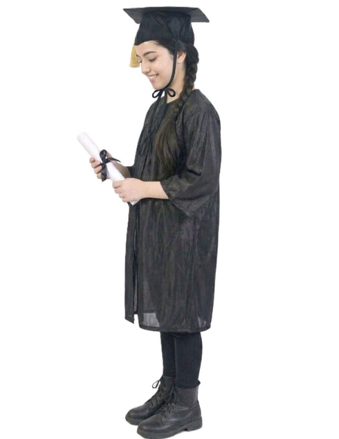 Black Graduate Convocation Degree Graduation Day Gown & Cap Kids & Adults Fancy Dress Costume