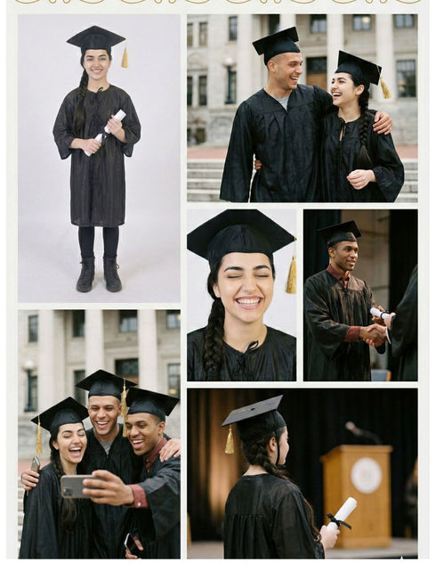 Black Graduate Convocation Degree Graduation Day Gown & Cap Kids & Adults Fancy Dress Costume