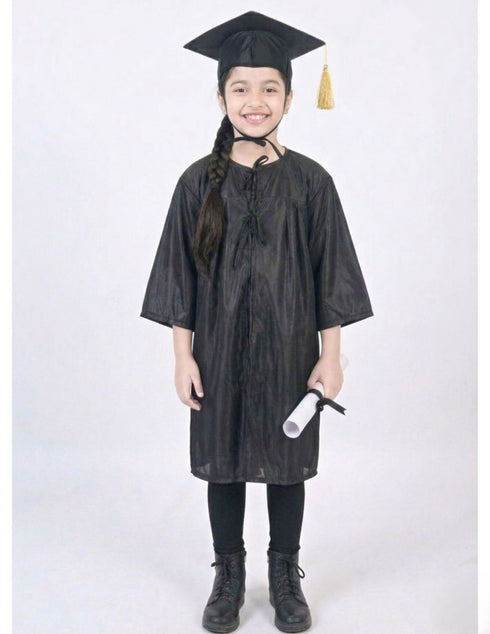 Black Graduate Convocation Degree Graduation Day Gown & Cap Kids & Adults Fancy Dress Costume