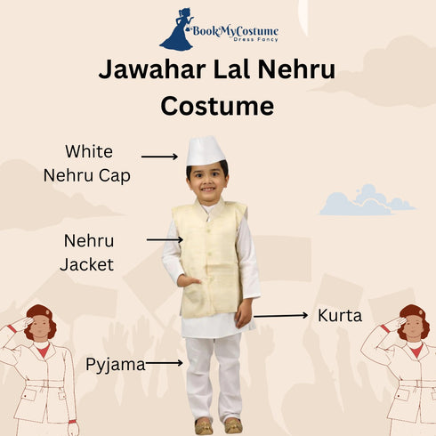 BookMyCostume Pandit Ji Jawahar Lal Nehru First Indian Prime Minister National Leader for Boys Kids Adult  Fancy Dress Costume