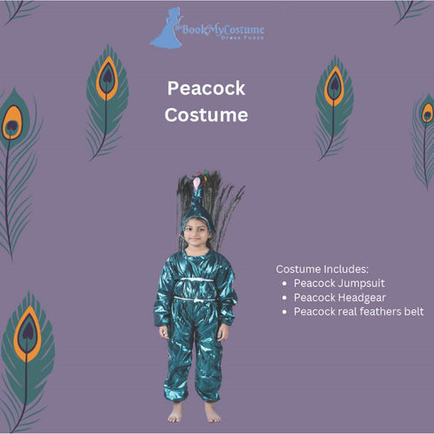 Book My Costume Peacock (with Feathers) Bird Fancy Dress Costume
