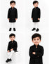 Black Achkan with White Churidar Pyjama Fancy Dress Costume