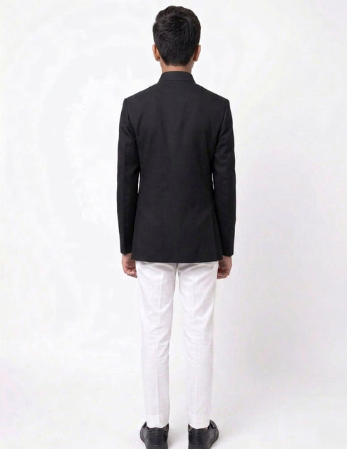 Black Achkan with White Churidar Pyjama Fancy Dress Costume