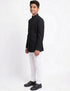Black Achkan with White Churidar Pyjama Fancy Dress Costume