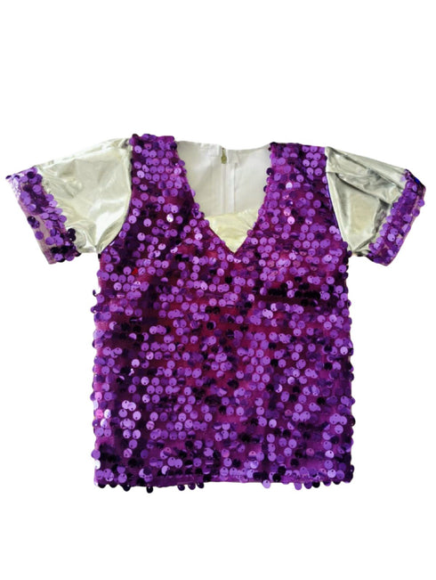 BookMyCostume Western Dance Costume for Girls Kids - Purple & Silver - Top with Frock - Premium