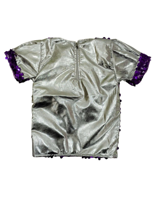 BookMyCostume Western Dance Costume for Girls Kids - Purple & Silver - Top with Frock - Premium