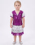 Western Dance Costume for Girls Kids - Purple & Silver - Top with Frock - Premium