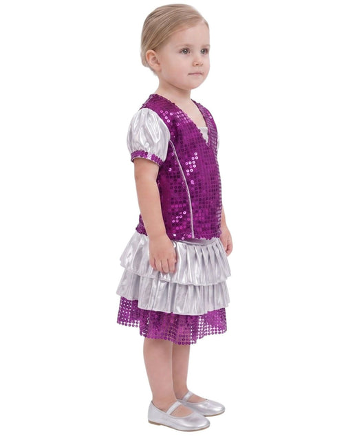 Western Dance Costume for Girls Kids - Purple & Silver - Top with Frock - Premium