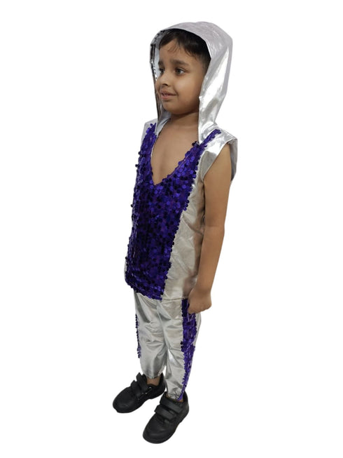 BookMyCostume Western Dance Costume for Boys - Purple & Silver - Tshirt with Trousers - Premium
