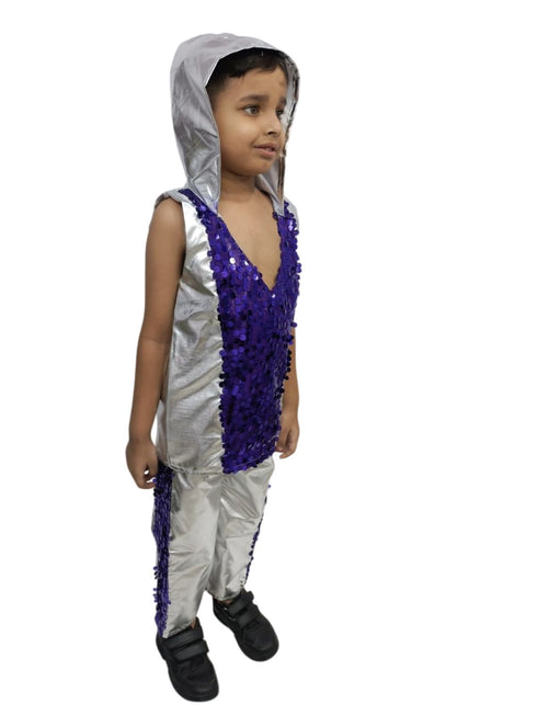 BookMyCostume Western Dance Costume for Boys - Purple & Silver - Tshirt with Trousers - Premium