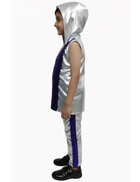 BookMyCostume Western Dance Costume for Boys - Purple & Silver - Tshirt with Trousers - Premium