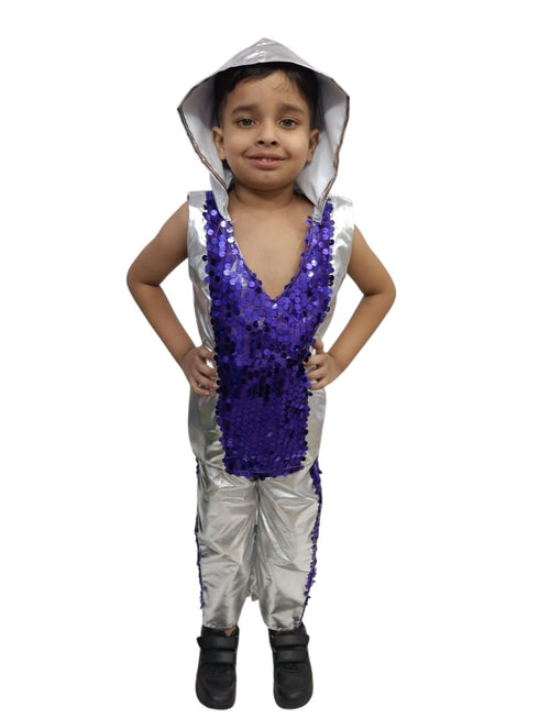 BookMyCostume Western Dance Costume for Boys - Purple & Silver - Tshirt with Trousers - Premium