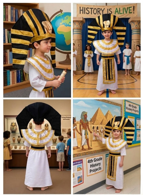 Egyptian Pharoah King Tutankhamun International World Costume For Boys | Premium