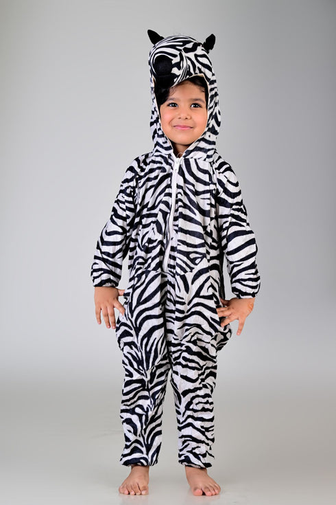 BookMyCostume Zebra African Equids Animal Kids Fancy Dress Costume | Black & White
